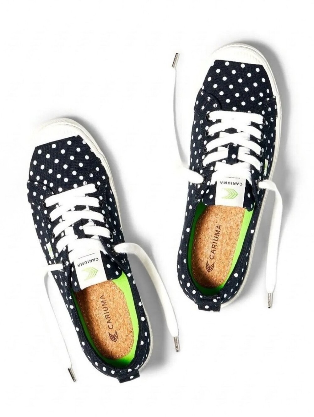 Cariuma OCA Low Polka-Dot Print Sneakers - Eco-Conscious & Natural - Size 8